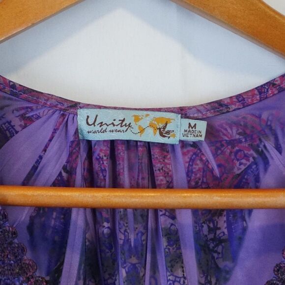 Anthropologie's Unity World Wear Purple Short Sleeve Top, Medium - Picture 3 of 3